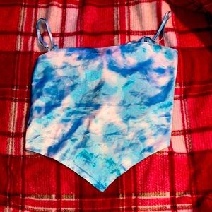 Blue tie around the back shirt